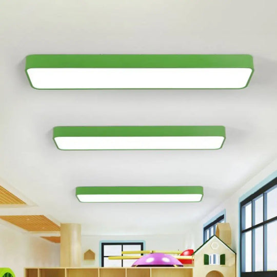 Led Nursery Lighting: Kid - Friendly Rectangular Flush Mount Green