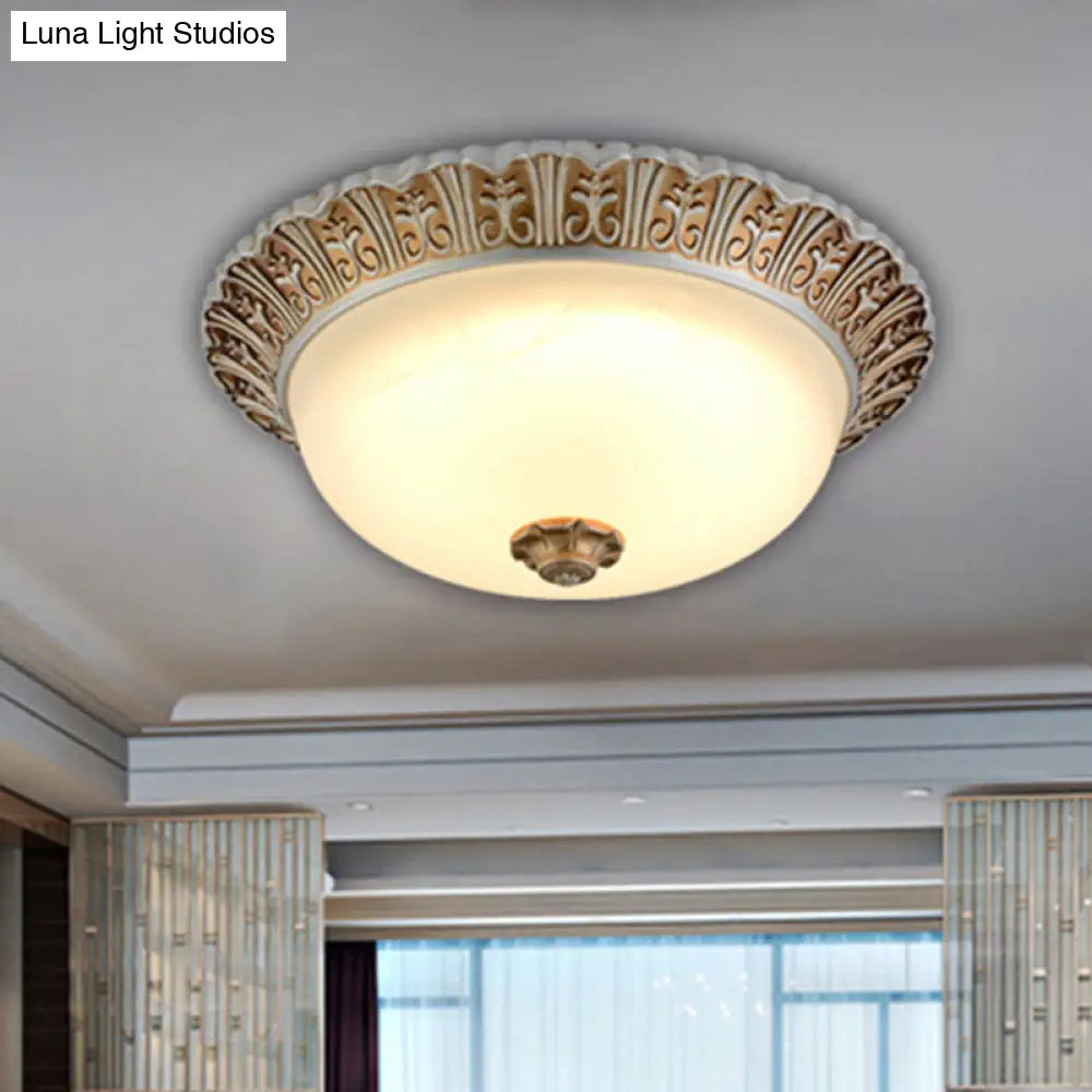 Led Opal Glass Flush Mount Ceiling Light In Khaki Tone Sizes 10.5’ & 12.5’ - Traditional Design