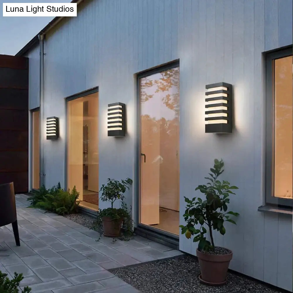 Led Outdoor Waterproof Wall Light Modern Style Aluminum Sconce Porch Garden Lightings Black 12W