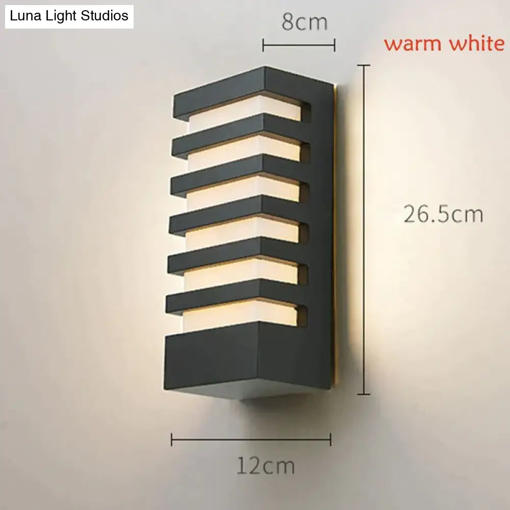 Led Outdoor Waterproof Wall Light Modern Style Aluminum Sconce Porch Garden Lightings Black 12W