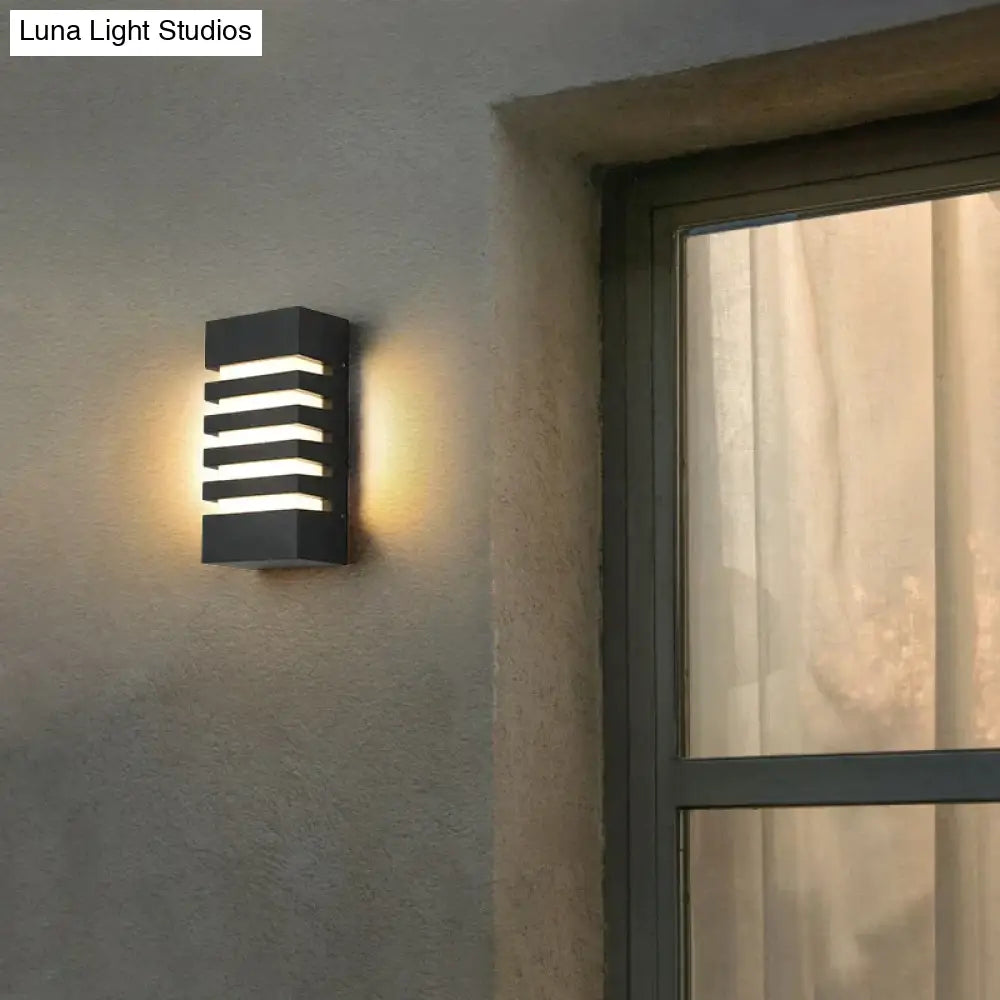 Led Outdoor Waterproof Wall Light Modern Style Aluminum Sconce Porch Garden Lightings Black 12W