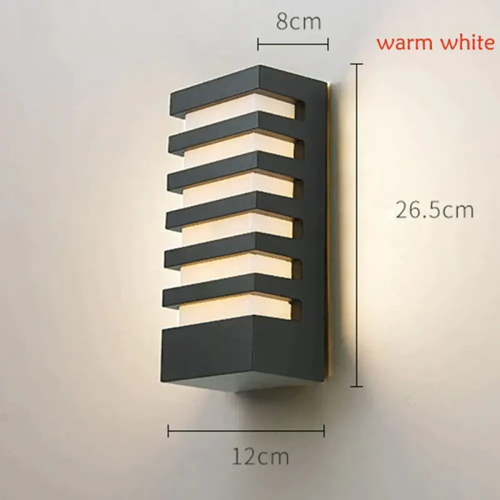 Led Outdoor Waterproof Wall Light Modern Style Aluminum Sconce Porch Garden Lightings Black 12W