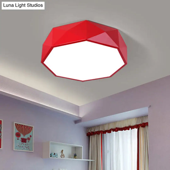 Led Parlor Flush Mount Lighting Fixture - Contemporary Red/Yellow/Green Ceiling With Acrylic Shade