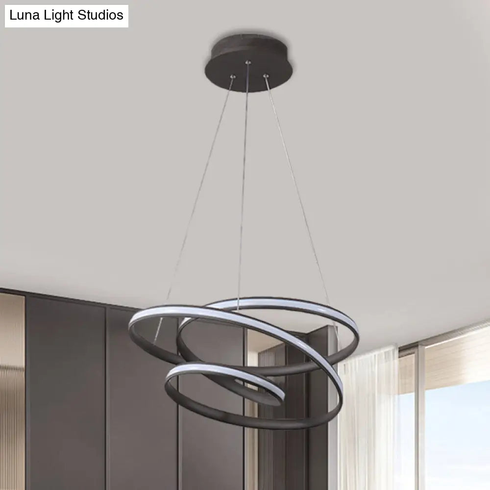 Led Pendant Chandelier: Sleek Acrylic Kitchen Ceiling Lamp In Black With Adjustable Light Color