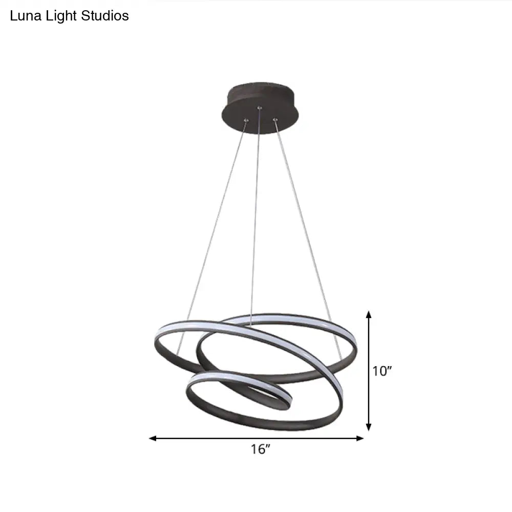 Led Pendant Chandelier: Sleek Acrylic Kitchen Ceiling Lamp In Black With Adjustable Light Color