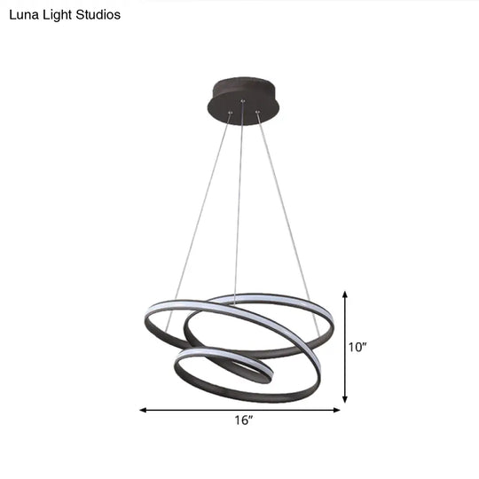 Led Pendant Chandelier: Sleek Acrylic Kitchen Ceiling Lamp In Black With Adjustable Light Color