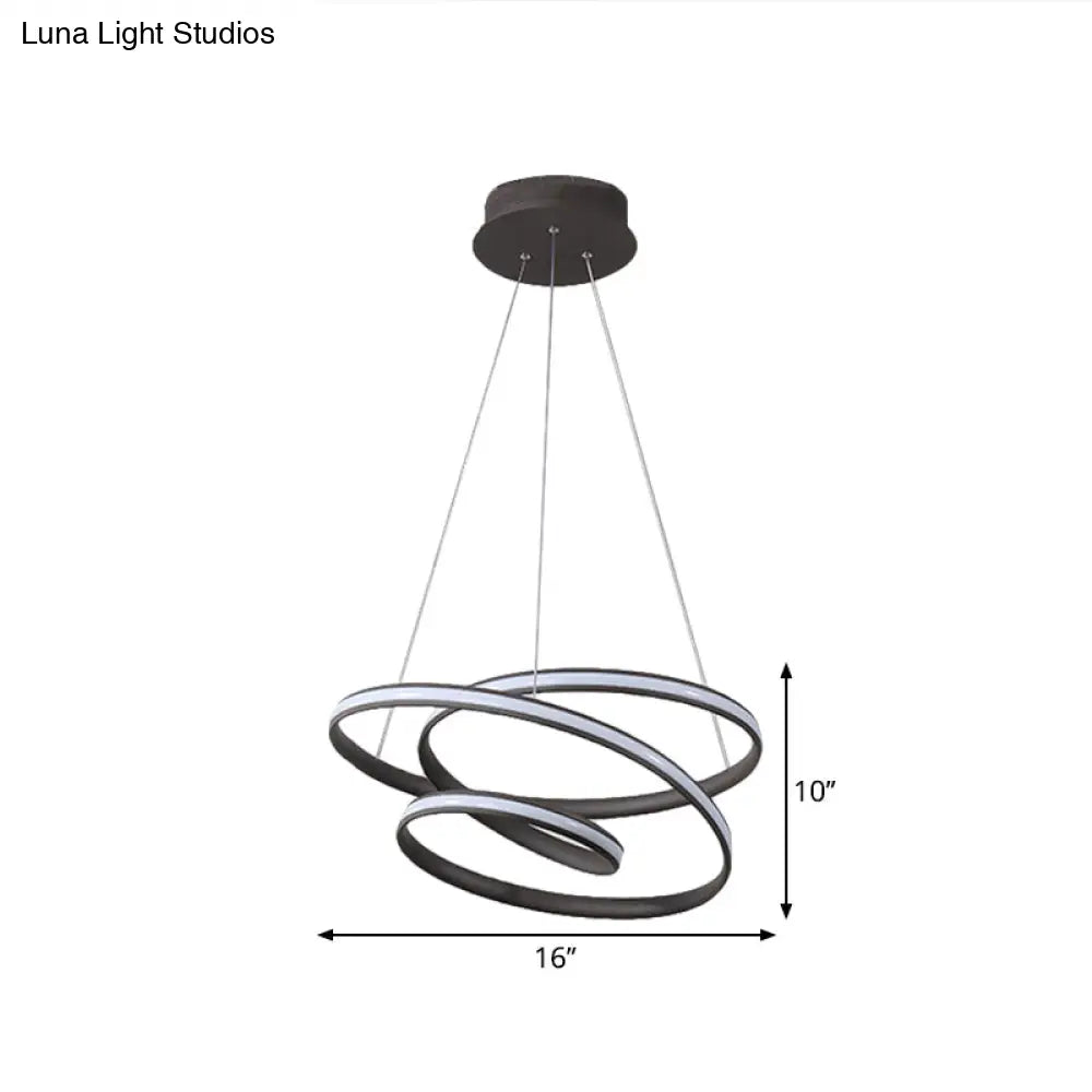 Led Pendant Chandelier - Minimalist Acrylic Kitchen Ceiling Lamp In Black With 3 Light Options