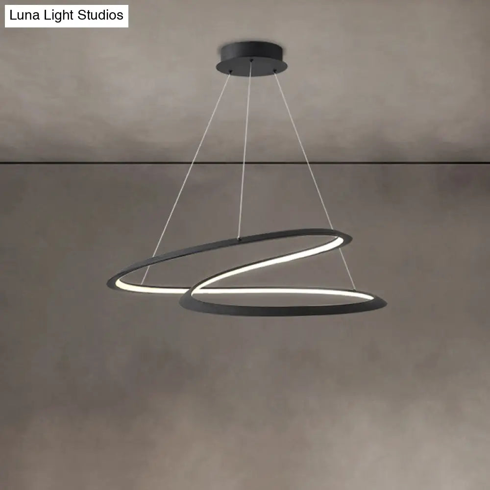 Minimalist Led Chandelier Pendant Light For Living Room With Twisted Aluminum Shade