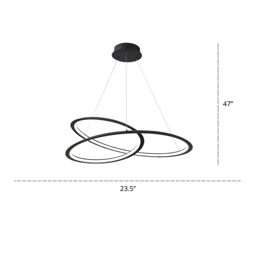 Led Pendant Chandelier With Contemporary Aluminum Shade - Minimalist Living Room Lighting Black /