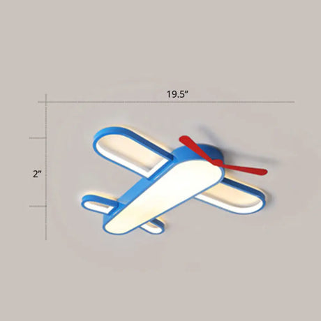 Led Plane Flush Mount Ceiling Light - Kids Style Acrylic Blue / 19.5’ Warm