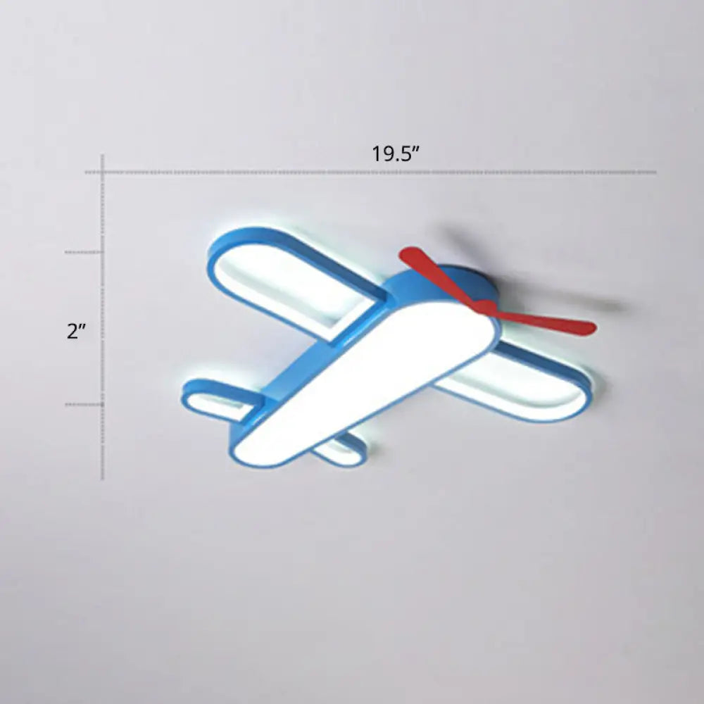 Led Plane Flush Mount Ceiling Light - Kids Style Acrylic Blue / 19.5’ White