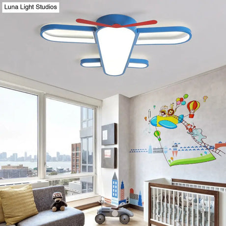 Led Plane Flush Mount Ceiling Light - Kids Style Acrylic Blue