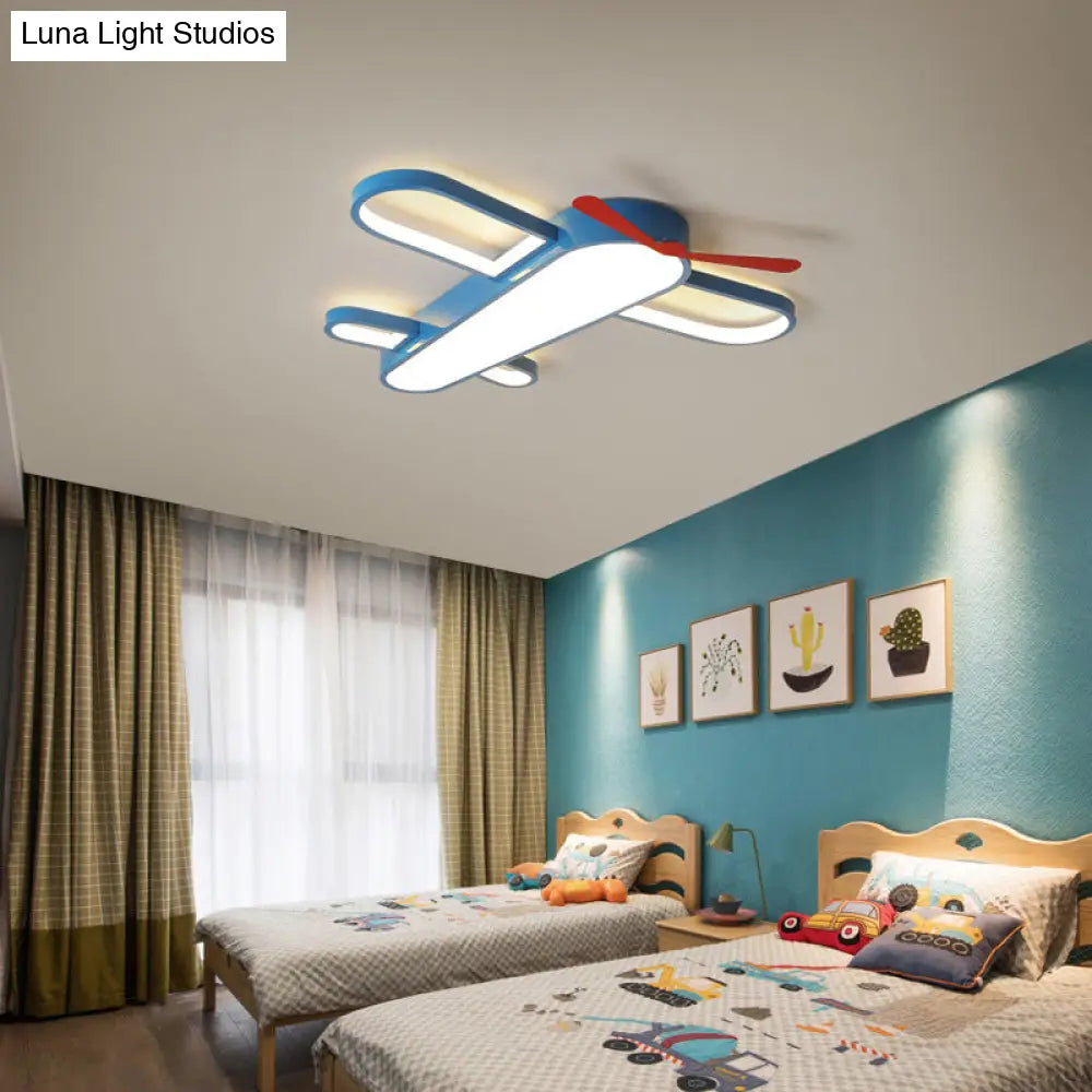 Led Plane Flush Mount Ceiling Light - Kids Style Acrylic Blue