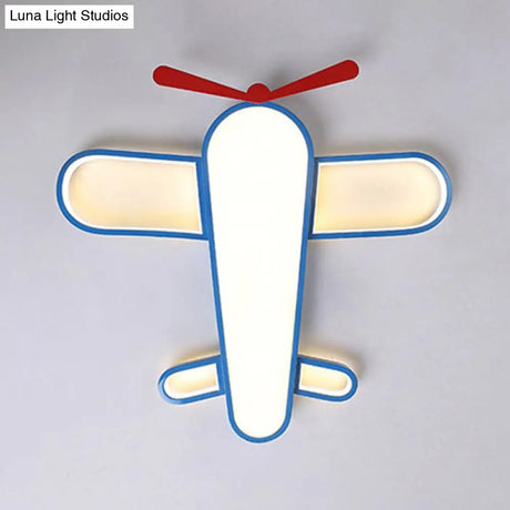 Led Plane Flush Mount Ceiling Light - Kids Style Acrylic Blue
