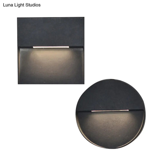 Led Porch Wall Sconce Lamp With Aluminum Shade - Black Lighting In White/Warm Light