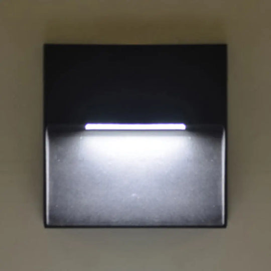 Led Porch Wall Sconce Lamp With Aluminum Shade - Black Lighting In White/Warm Light / White Square