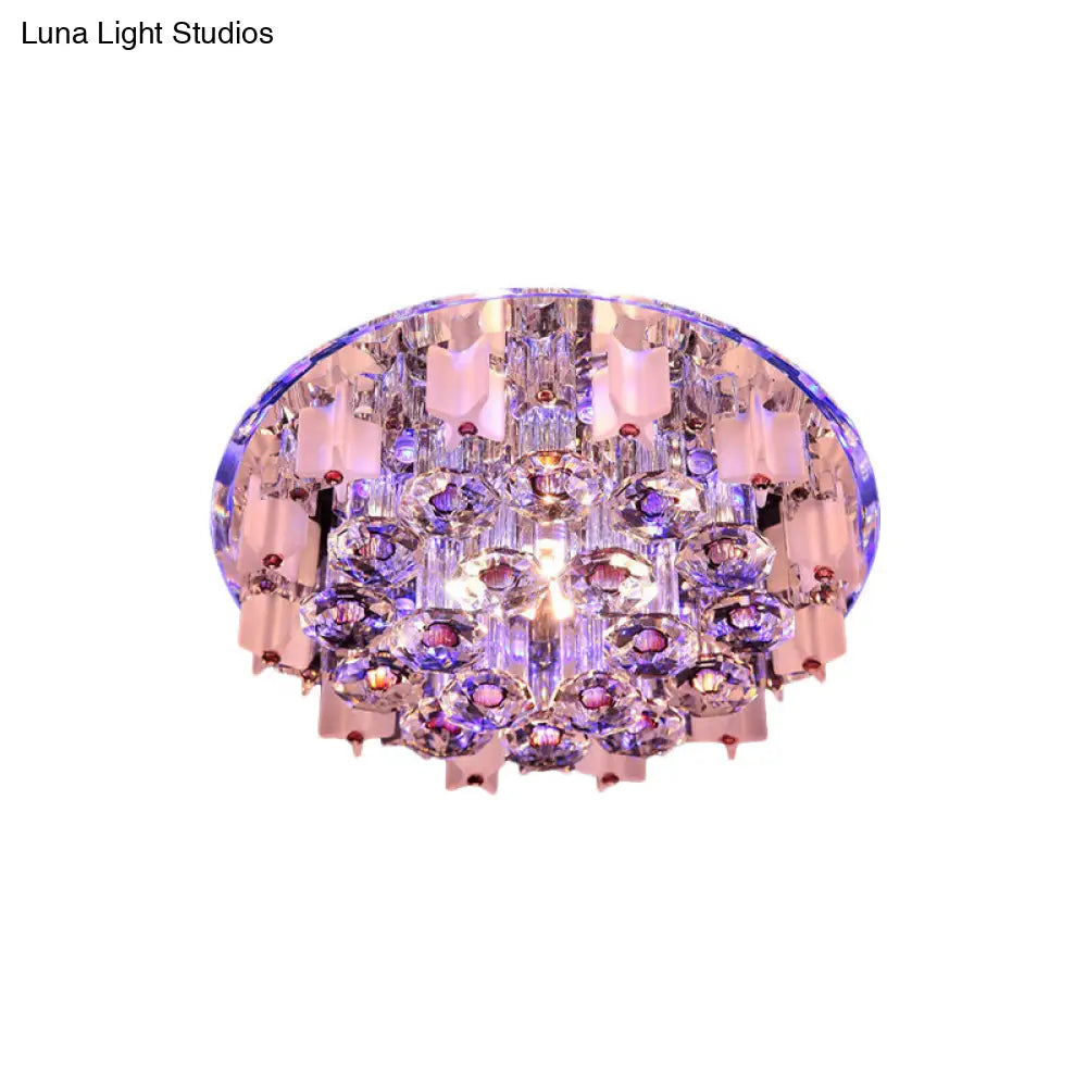 Led Prism Flush Mount Crystal Ceiling Light In White/Warm/Multi-Color
