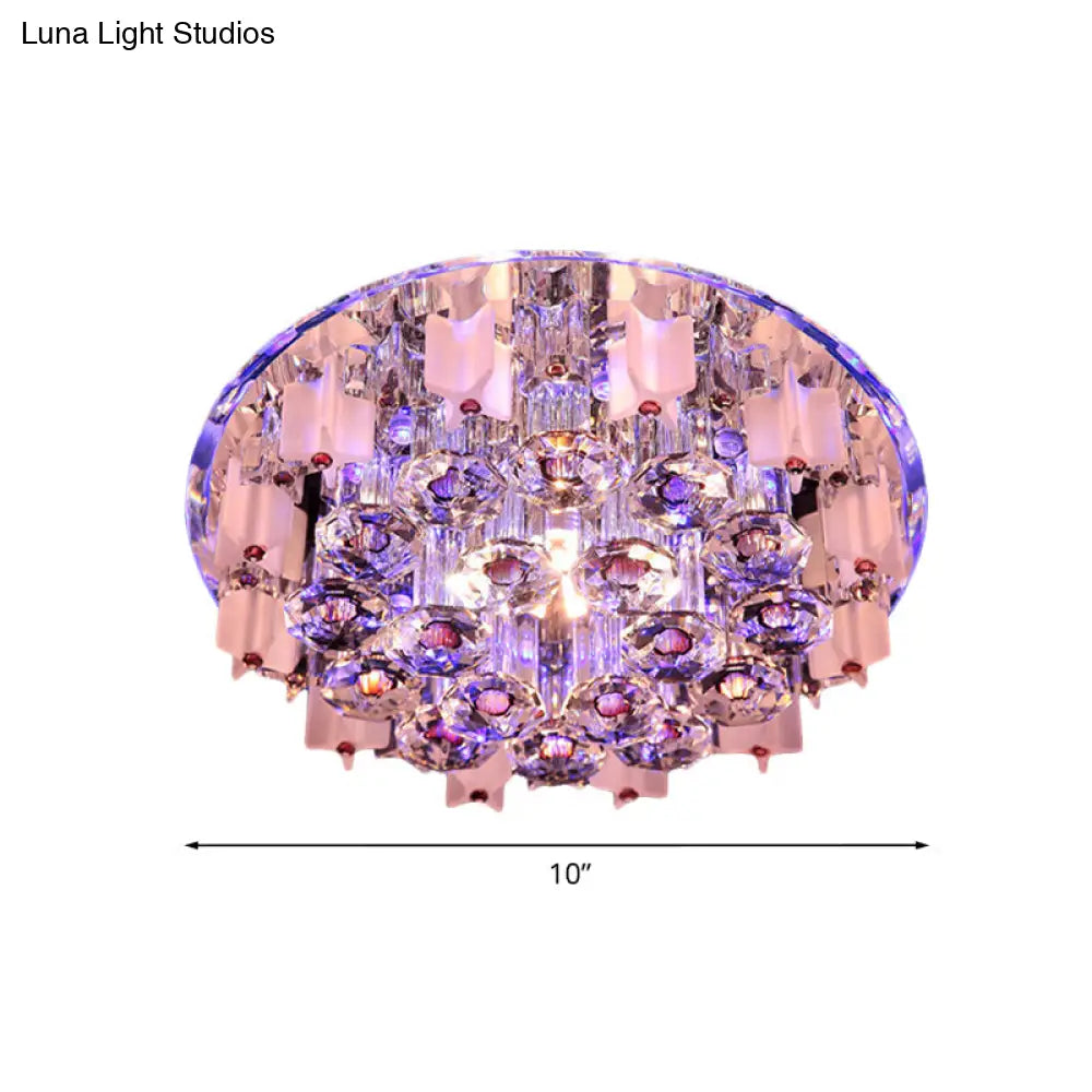 Led Prism Flush Mount Crystal Ceiling Light In White/Warm/Multi-Color