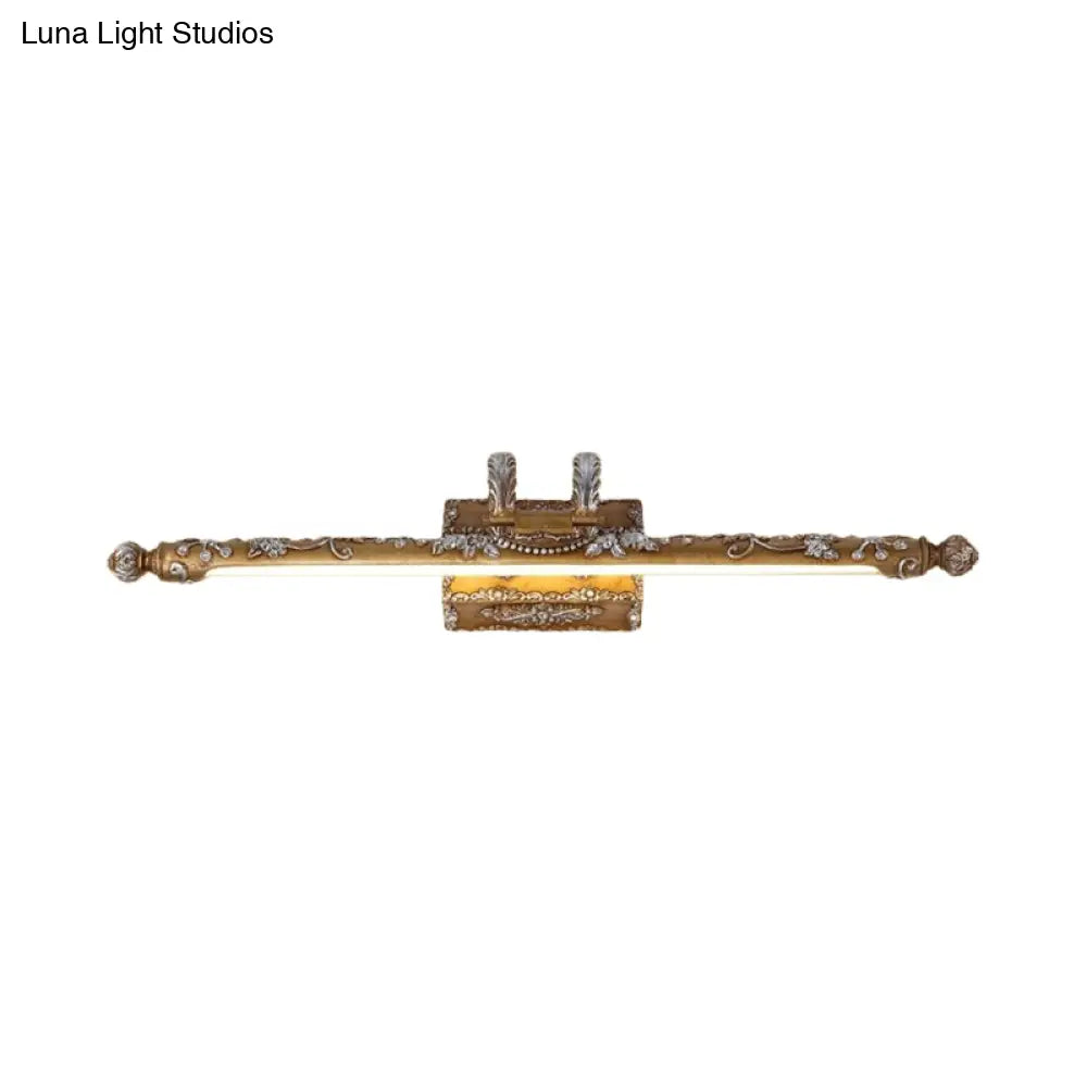 Led Resin Vanity Lighting In Classic Brass Bedroom Sconce Light Fixture - White/Warm 21/27 Width