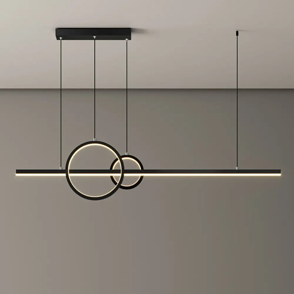 Led Restaurant Island Pendant - Contemporary Black/Gold Metal Shade With Warm/White Lighting Black /