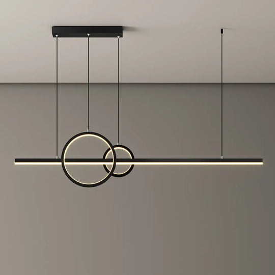 Led Restaurant Island Pendant - Contemporary Black/Gold Metal Shade With Warm/White Lighting Black /