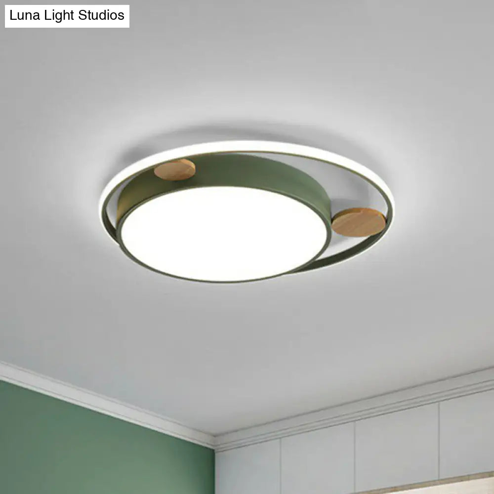 Led Round Acrylic Flush Mount Ceiling Light For Kids Bedroom Minimalist Design Green / Small White