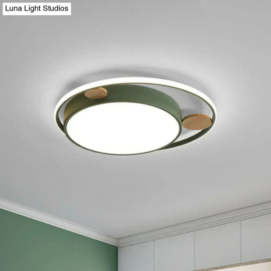 Led Round Acrylic Flush Mount Ceiling Light For Kids Bedroom Minimalist Design Green / Small White