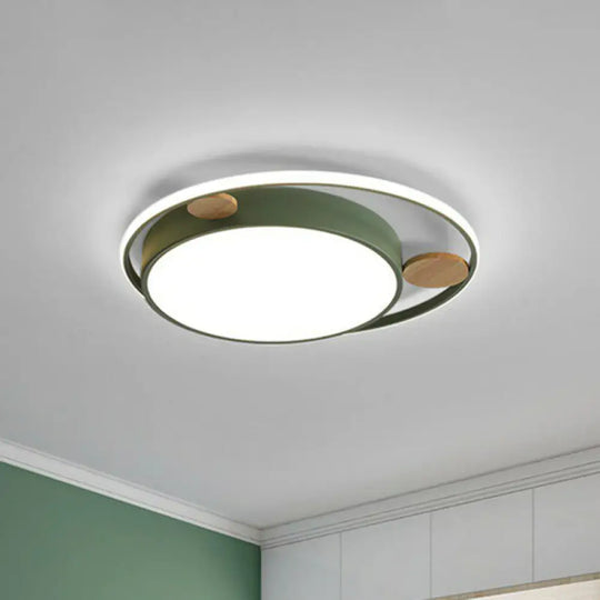 Led Round Acrylic Flush Mount Ceiling Light For Kids Bedroom – Minimalist Design Green / Small White
