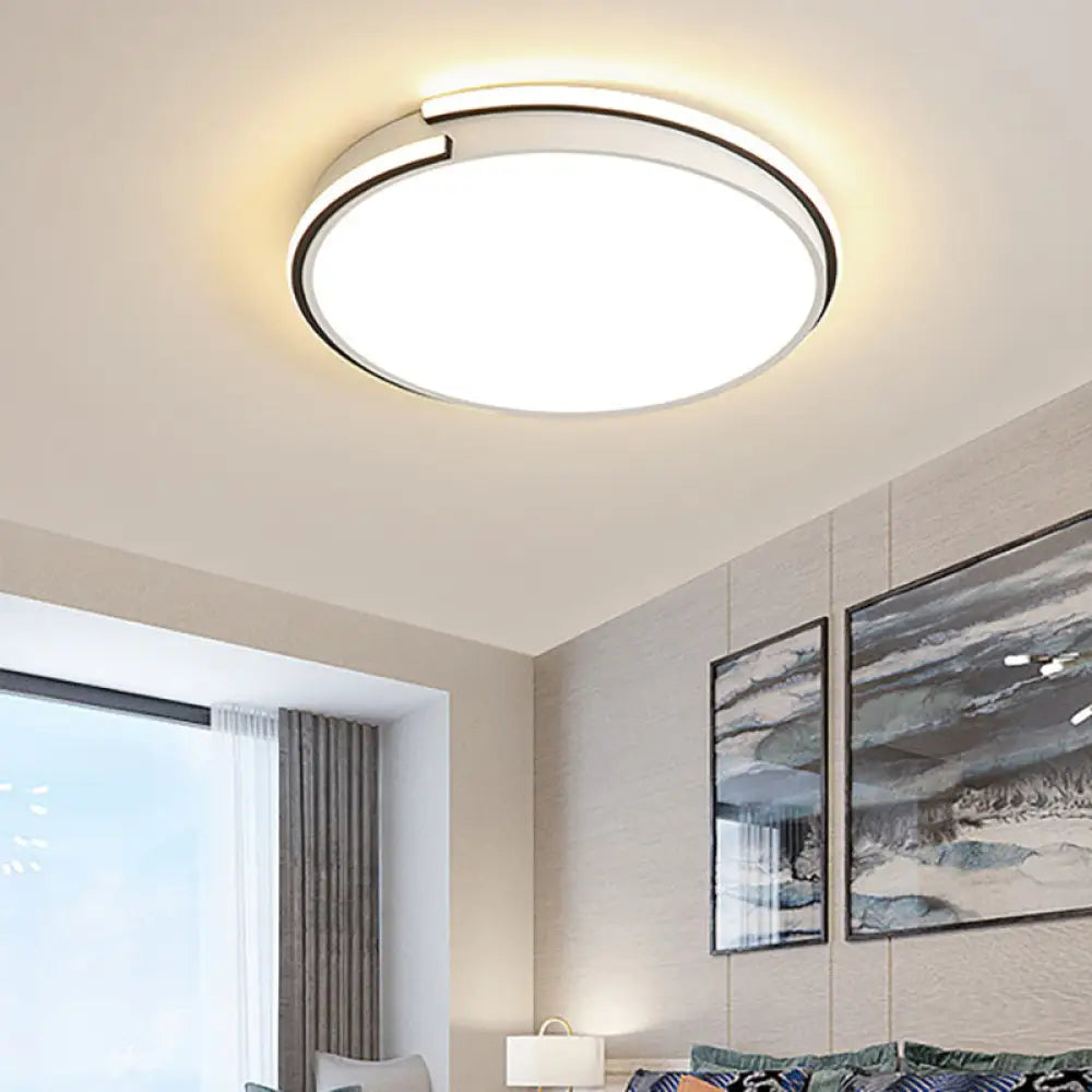 Led Round Bedroom Flushmount Light - Minimalist Acrylic Ceiling Fixture In Warm/White