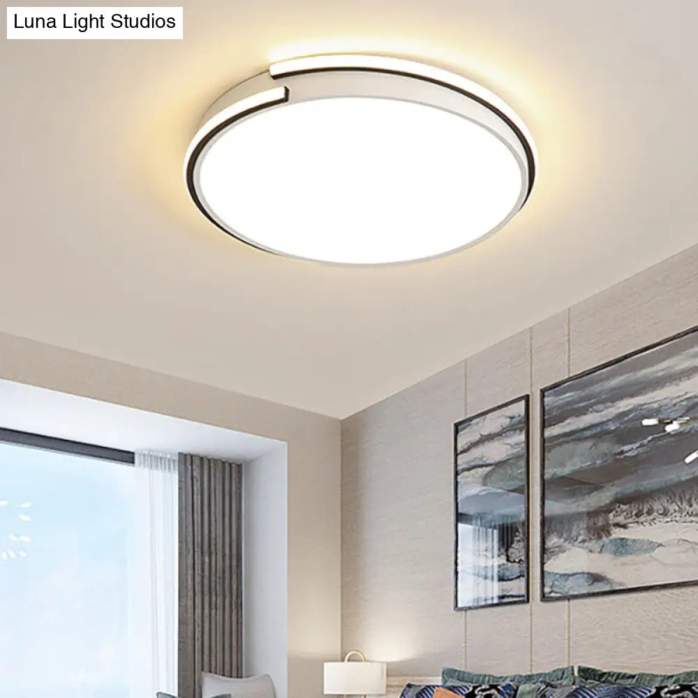 Led Round Bedroom Flushmount Light - Minimalist Acrylic Ceiling Fixture In Warm/White (16/19.5 Dia)