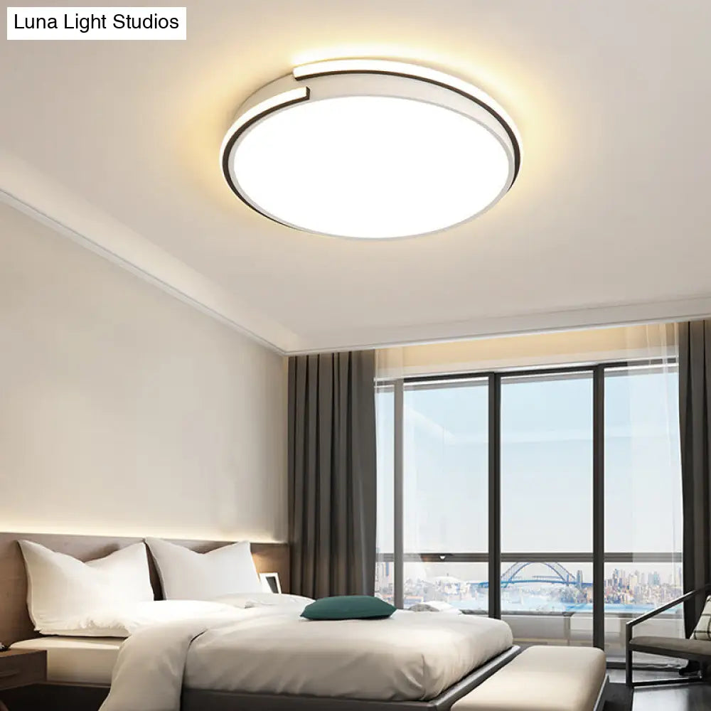 Led Round Bedroom Flushmount Light - Minimalist Acrylic Ceiling Fixture In Warm/White