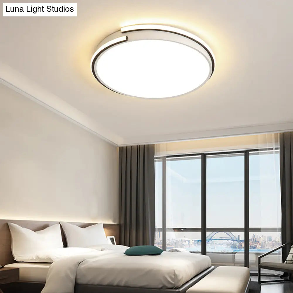 Led Round Bedroom Flushmount Light - Minimalist Acrylic Ceiling Fixture In Warm/White (16/19.5 Dia)