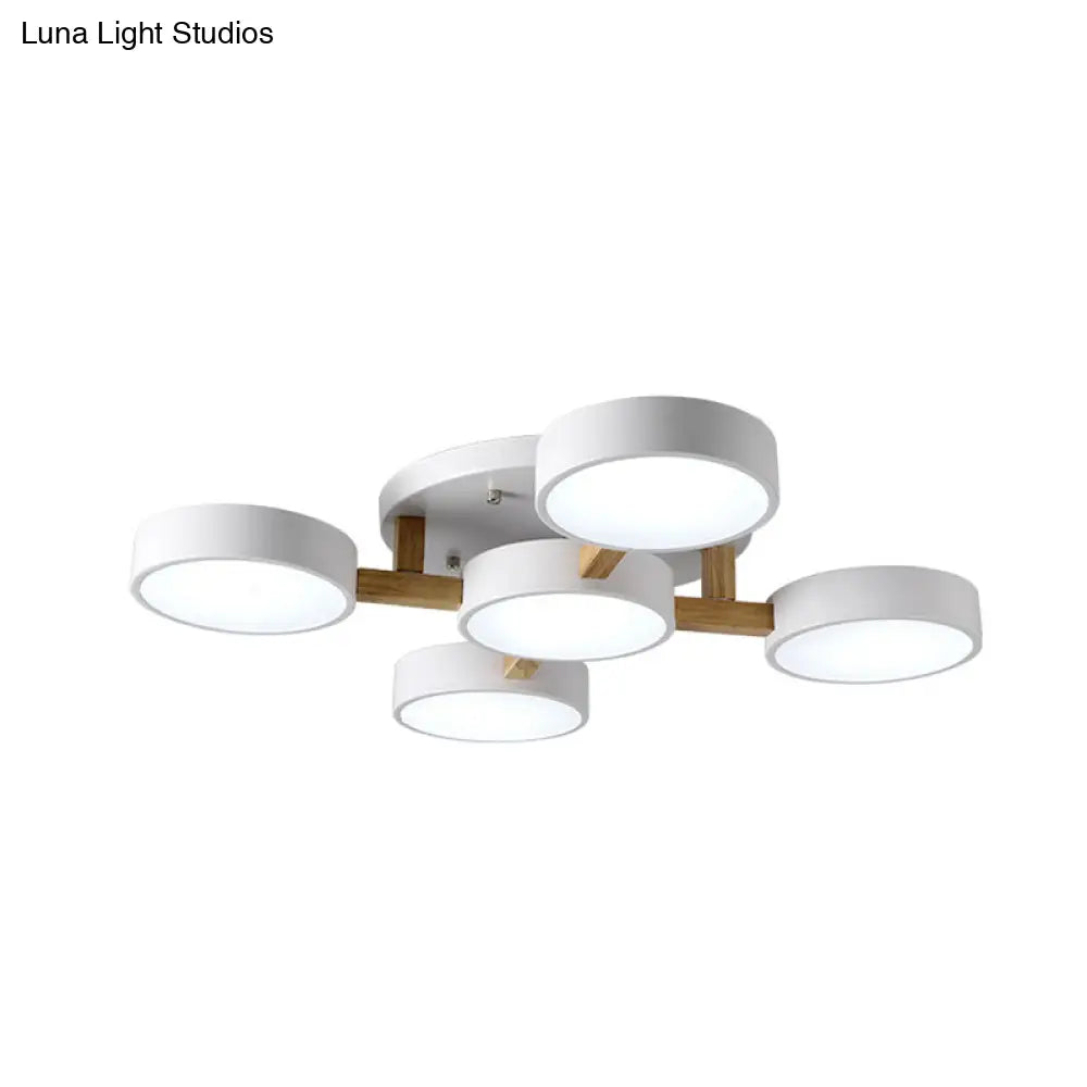 Led Round Semi Flush Ceiling Light - Nordic Metal Bedroom Fixture