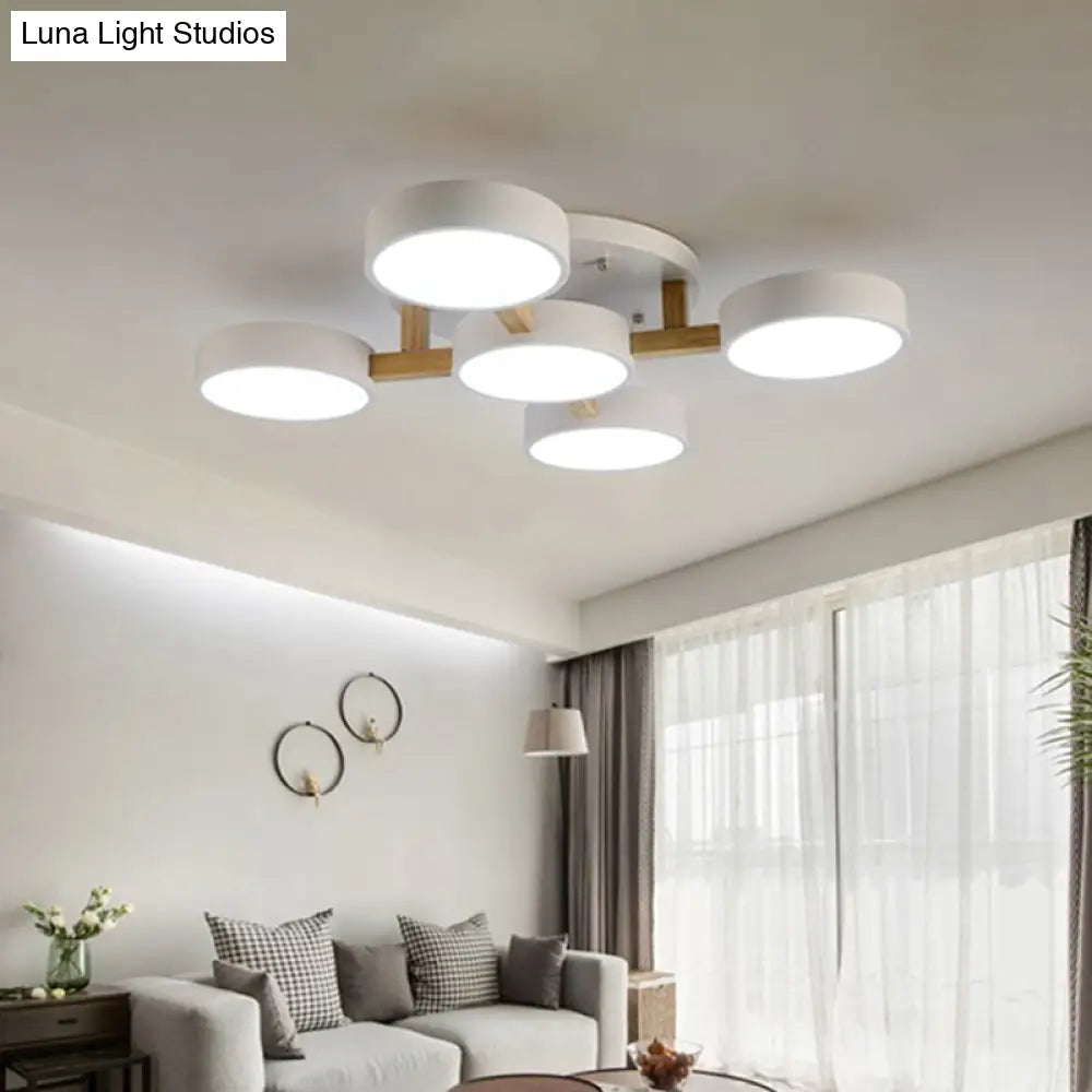 Led Round Semi Flush Ceiling Light - Nordic Metal Bedroom Fixture