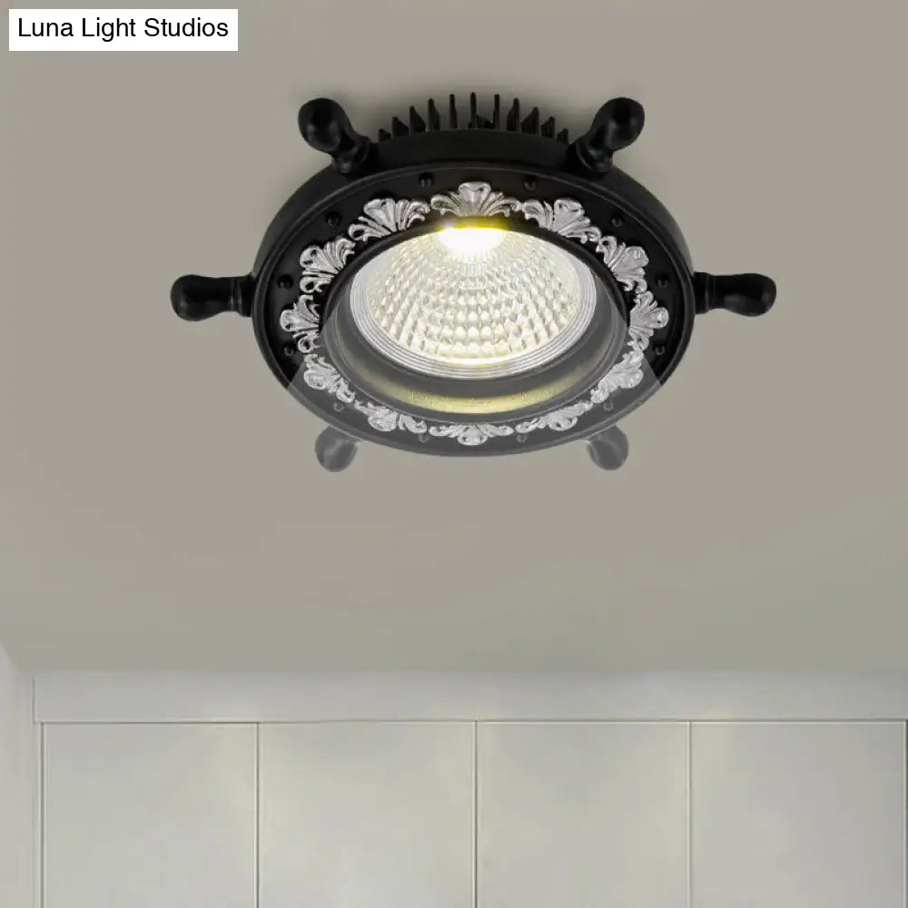 Led Rudder Ceiling Light With Resin Shade - Black/White/Blue Flush Mount Fixture