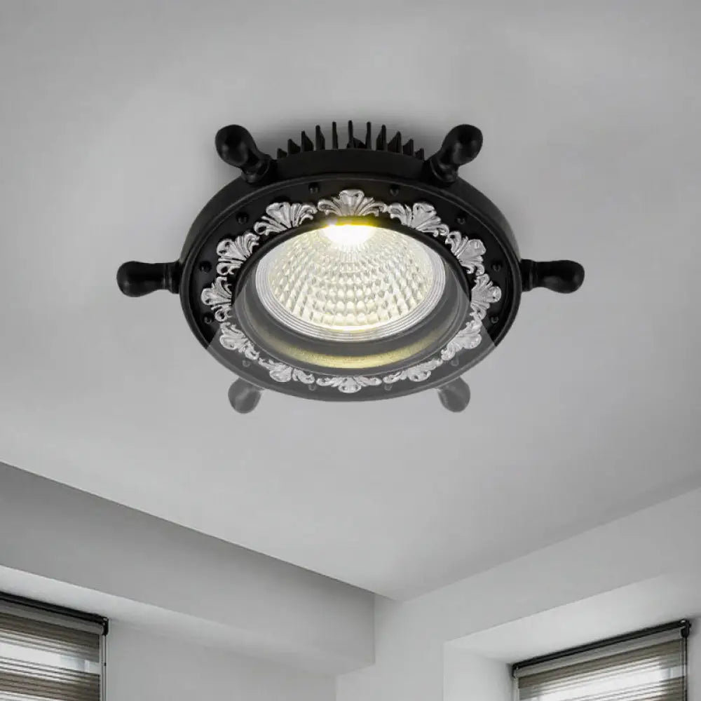 Led Rudder Ceiling Light With Resin Shade - Black/White/Blue Flush Mount Fixture Black