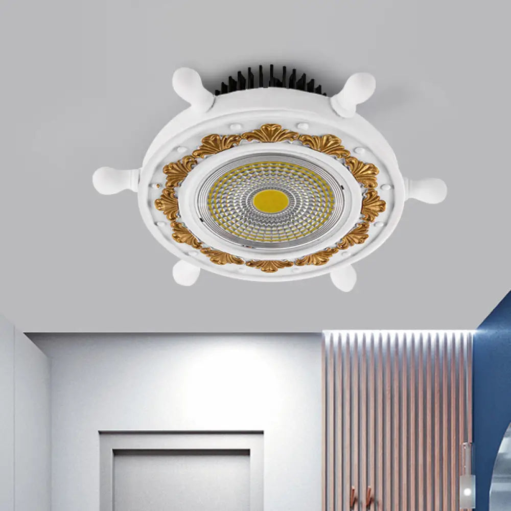 Led Rudder Ceiling Light With Resin Shade - Black/White/Blue Flush Mount Fixture White