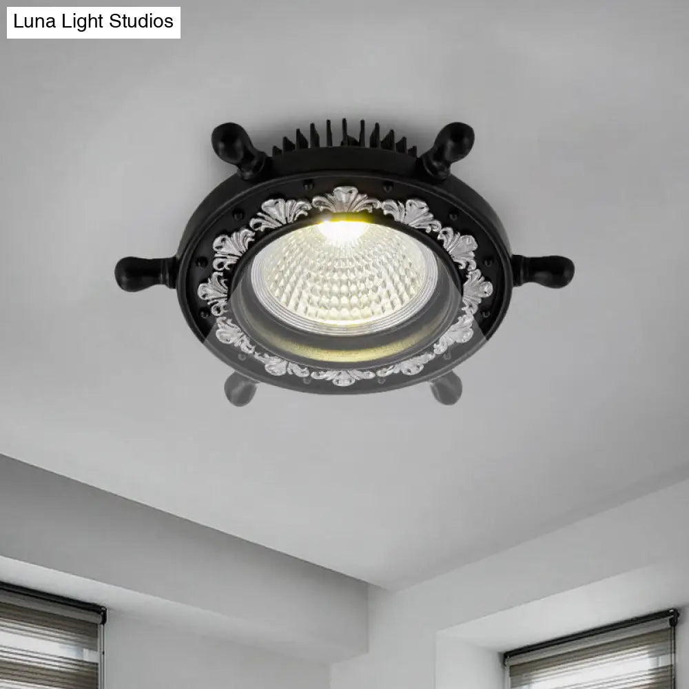 Led Rudder Ceiling Light With Resin Shade - Black/White/Blue Flush Mount Fixture Black