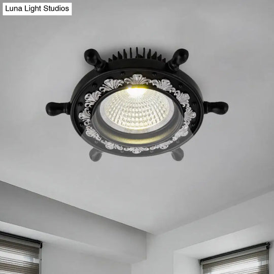 Led Rudder Ceiling Light With Resin Shade - Black/White/Blue Flush Mount Fixture Black
