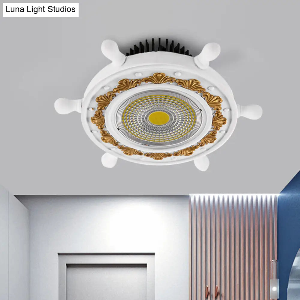Led Rudder Ceiling Light With Resin Shade - Black/White/Blue Flush Mount Fixture White