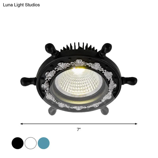 Led Rudder Ceiling Light With Resin Shade - Black/White/Blue Flush Mount Fixture