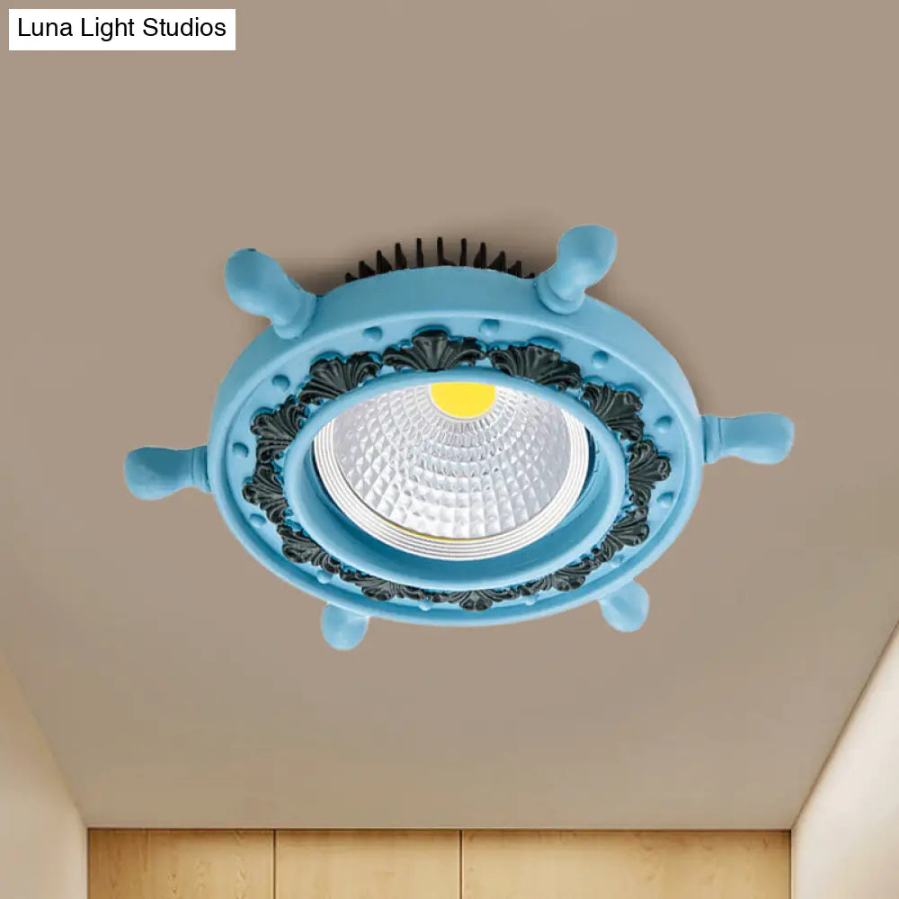 Led Rudder Ceiling Light With Resin Shade - Black/White/Blue Flush Mount Fixture