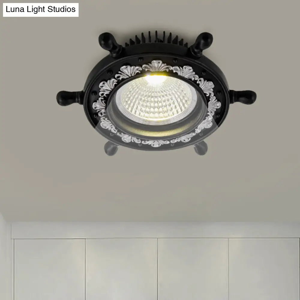 Led Rudder Ceiling Light With Resin Shade - Black/White/Blue Flush Mount Fixture