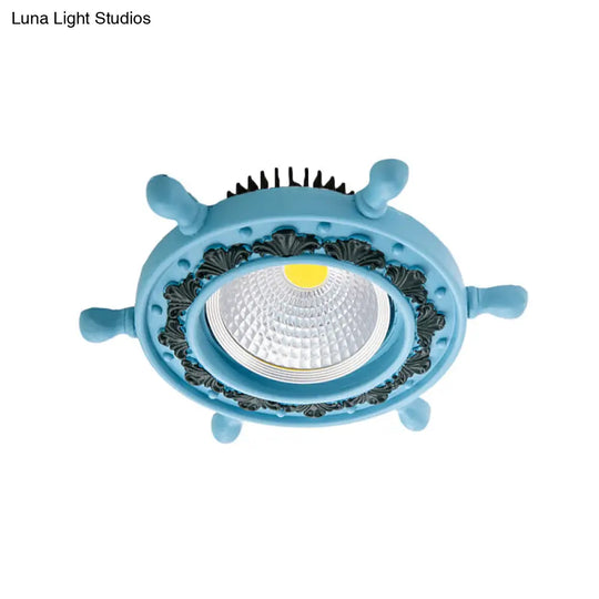 Led Rudder Ceiling Light With Resin Shade - Black/White/Blue Flush Mount Fixture