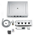 LED Shower Set Thermostatic 3 Ways Ceiling Massage Column and Rainfall Bathroom Chrome Surface chrome shower set shower