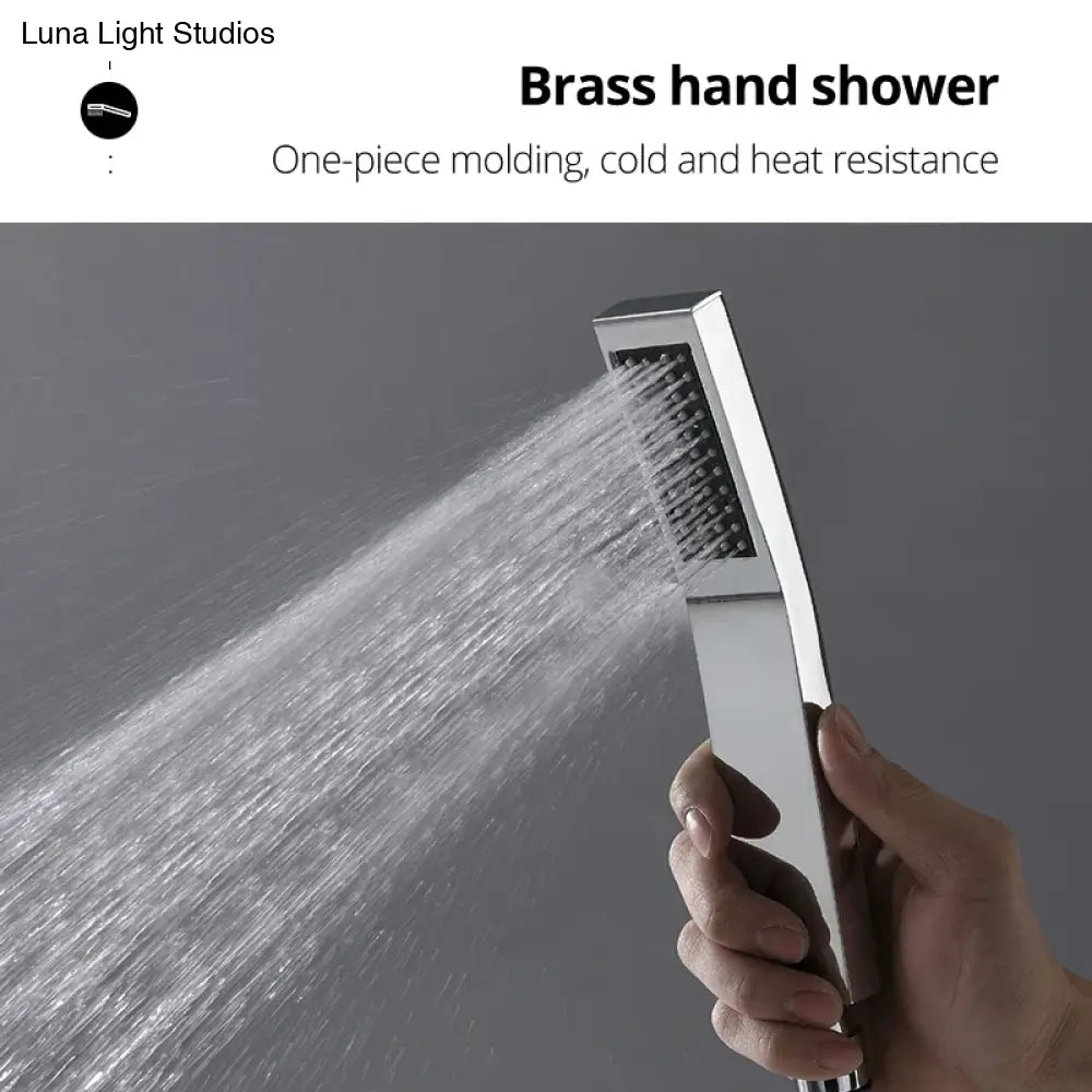 LED Shower Set Thermostatic 3 Ways Ceiling Massage Column and Rainfall Bathroom Chrome Surface shower Faucet