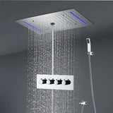 LED Shower Set Thermostatic 3 Ways Ceiling Massage Column and Rainfall Bathroom Chrome Surface shower Faucet