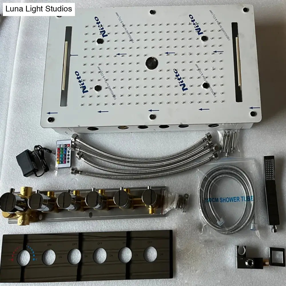 LED Shower System Thermostatic Shower 5 Ways Column Mist Waterfall Mist Chrome Bathroom Set shower Faucet