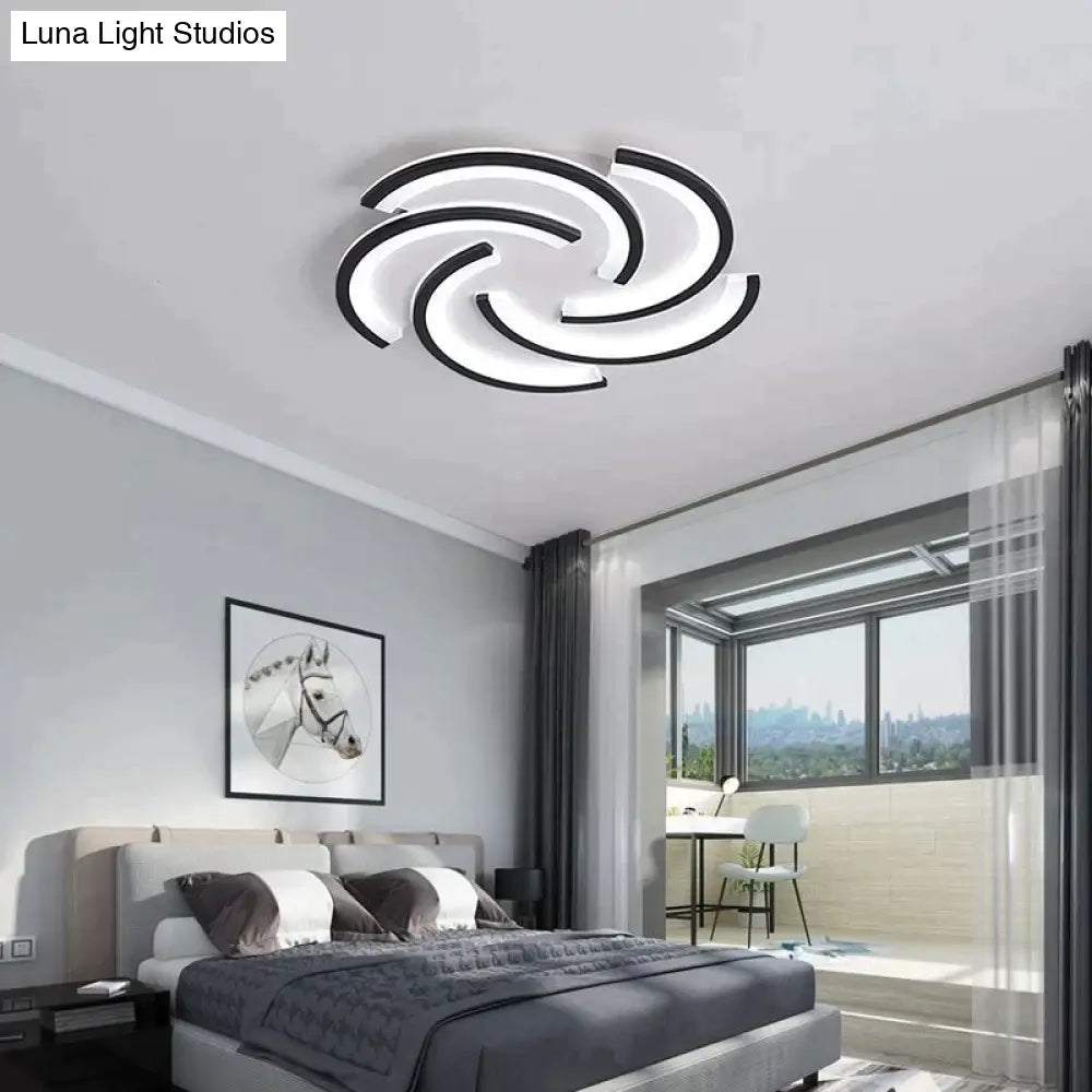 Led Simple Modern Personality Bedroom Ceiling Lamp Black / Dia40Cm White Light