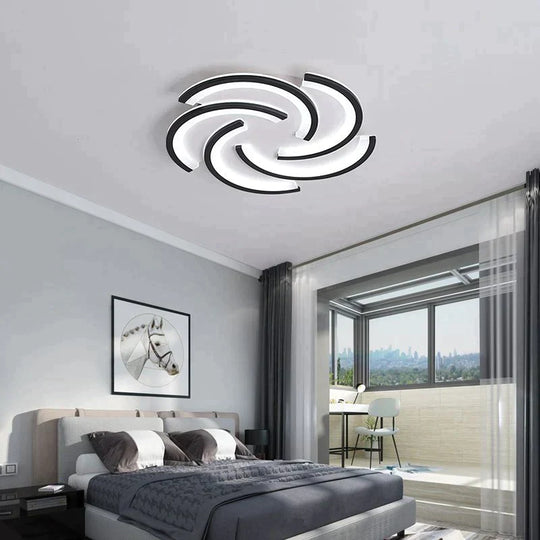 Led Simple Modern Personality Bedroom Ceiling Lamp Black / Dia40Cm White Light
